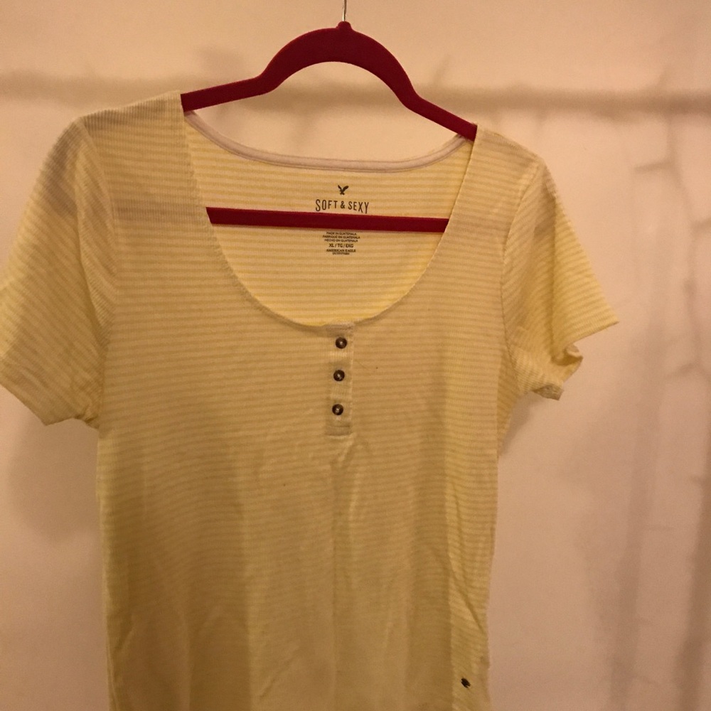 American Eagle Yellow Stripped Top